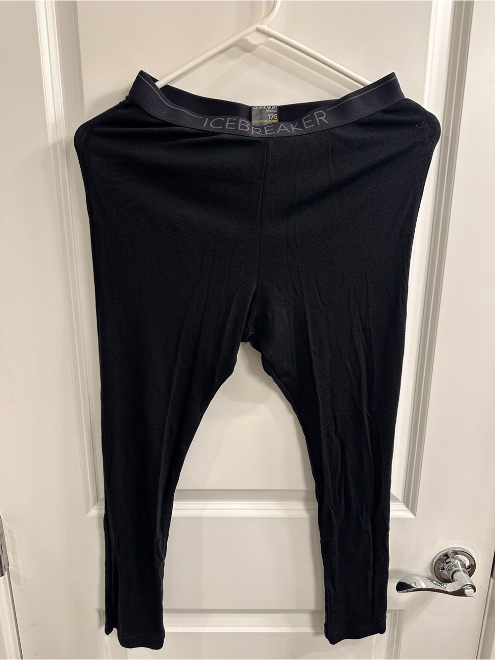 Icebreaker Men’s 175 Merino Wool Black Baselayer Leggings - Large